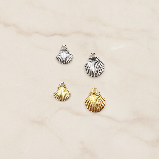 Shell Ring Pendant, Jewelry Supplies, Jewelry Making, (Gold, Rhodium Plated), 2 Pc on warm marble background (PD.0014-06)