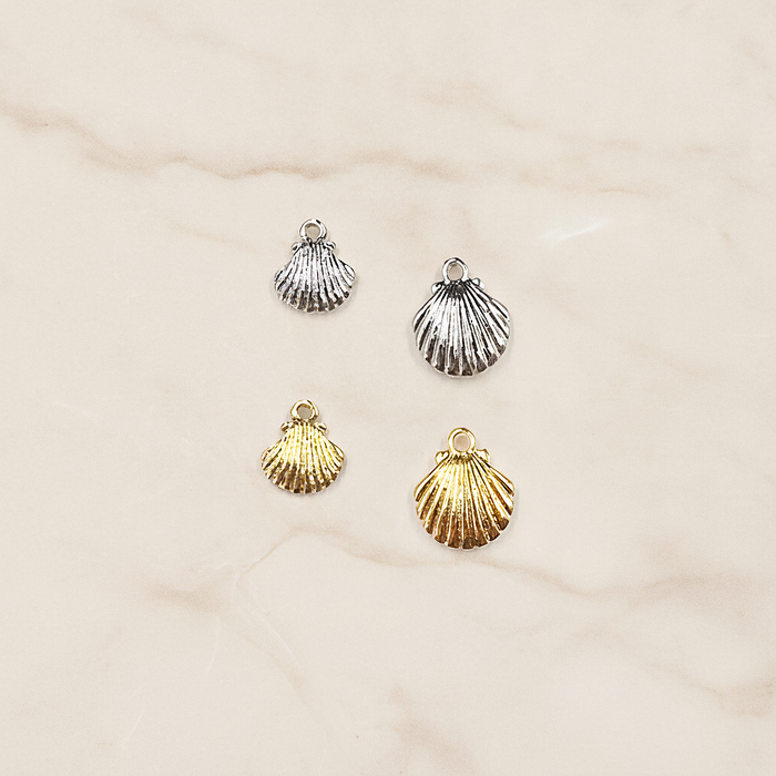 Shell Ring Pendant, Jewelry Supplies, Jewelry Making, (Gold, Rhodium Plated), 2 Pc on warm marble background (PD.0014-06)