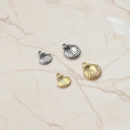Shell Ring Pendant, Jewelry Supplies, Jewelry Making, (Gold, Rhodium Plated), 2 Pc on warm marble background (PD.0014-06)
