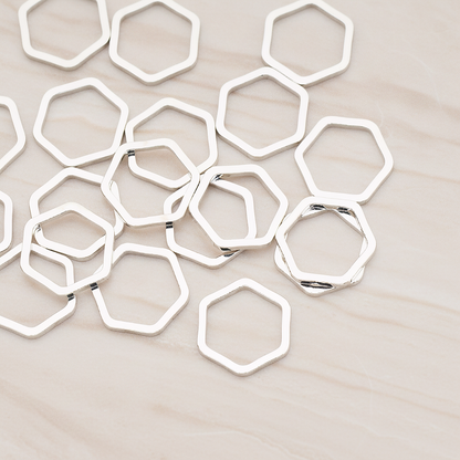 10mm Hexagon Link Pendant, 6 Pc on warm marble background (PD.1010-01)