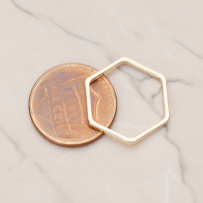 18mm Hexagon Link Pendant, 2 Pc on warm marble background (PD.1010-02)
