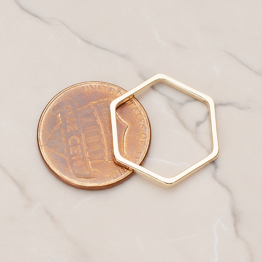 18mm Hexagon Link Pendant, 2 Pc on warm marble background (PD.1010-02)