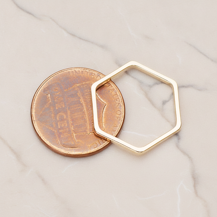 18mm Hexagon Link Pendant, 2 Pc on warm marble background (PD.1010-02)