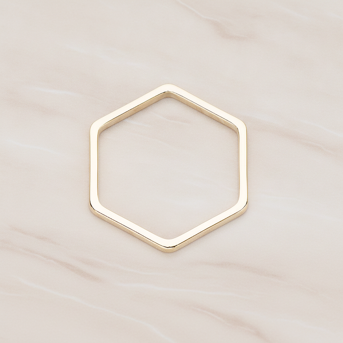 18mm Hexagon Link Pendant, 2 Pc on warm marble background (PD.1010-02)
