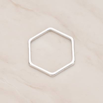 18mm Hexagon Link Pendant, 2 Pc on warm marble background (PD.1010-02)