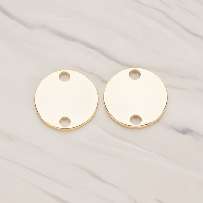 12mm Round Disk Tag Connector, 2 Pc on warm marble background (PD.1011-02)