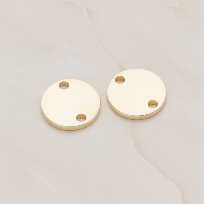 12mm Round Disk Tag Connector, 2 Pc on warm marble background (PD.1011-02)