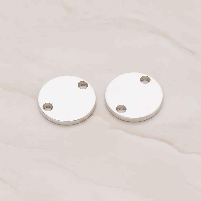 12mm Round Disk Tag Connector, 2 Pc on warm marble background (PD.1011-02)