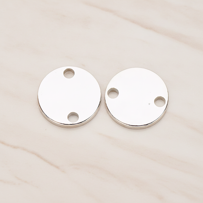 12mm Round Disk Tag Connector, 2 Pc on warm marble background (PD.1011-02)