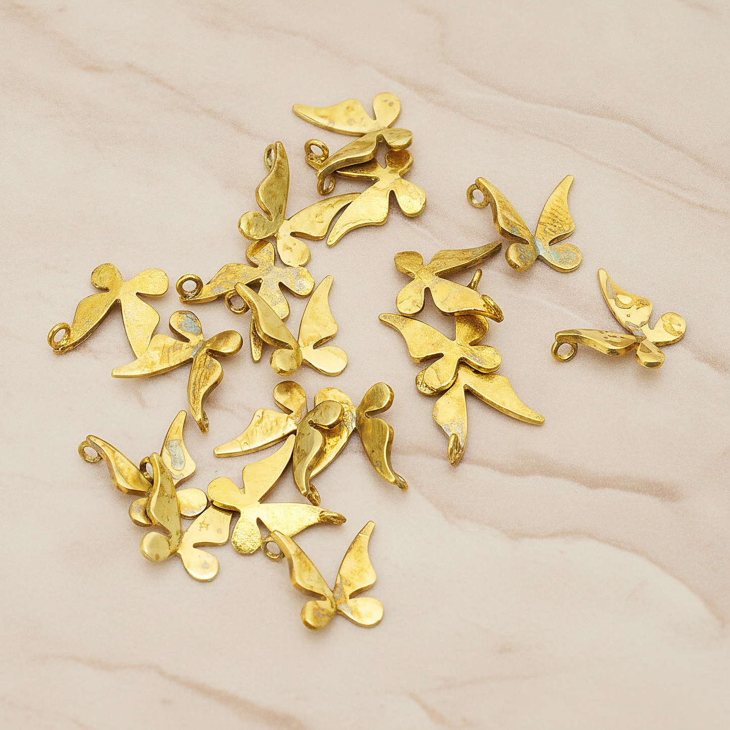 Small Butterfly Pendant, 2 Pc on warm marble background (PD.1017)