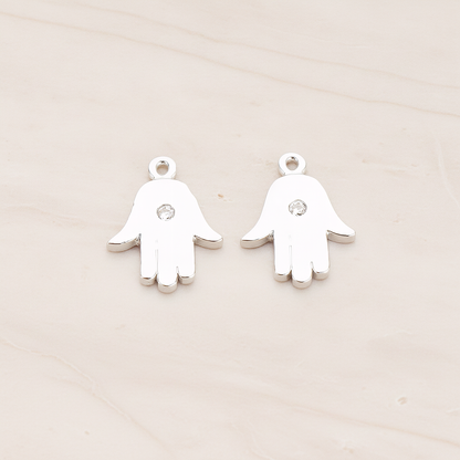 Cubic Setting Hamsa Pendant, 2 Pc on warm marble background (PD.1018)