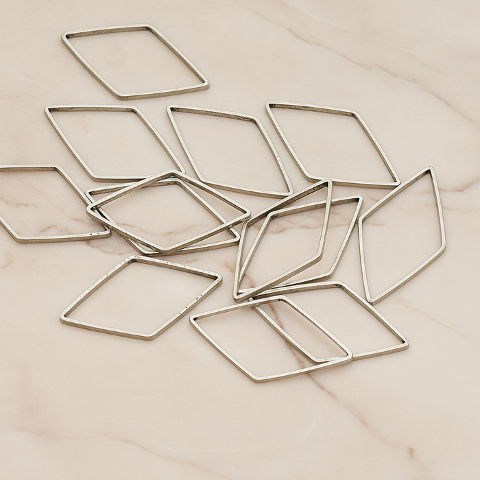 Large Diamond Shaped Link Pendant, 4 Pc on warm marble background (PD.1025-02)