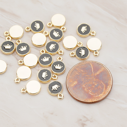 Round Heart or Moon or Peace or Star of Hand or Crown Pendant, 2 Pc on warm marble background (PD.1030-BL)