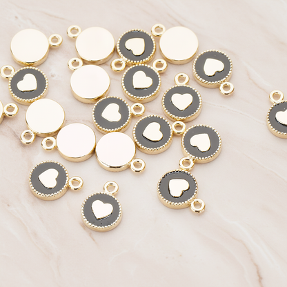 Round Heart or Moon or Peace or Star of Hand or Crown Pendant, 2 Pc on warm marble background (PD.1030-BL)