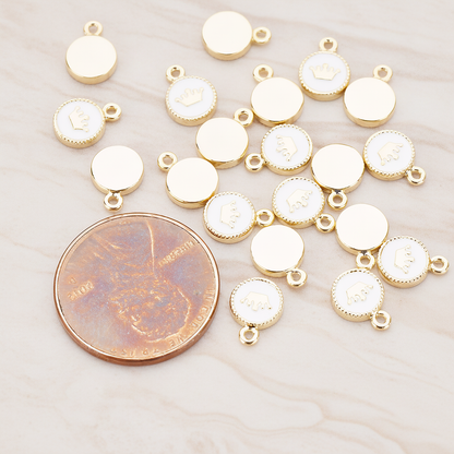 Round Heart or Moon or Peace or Star of Hand or Crown Pendant, 2 Pc on warm marble background (PD.1030-WH)