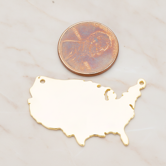 USA Shaped Pendant, 1 Pc on warm marble background (PD.1033)