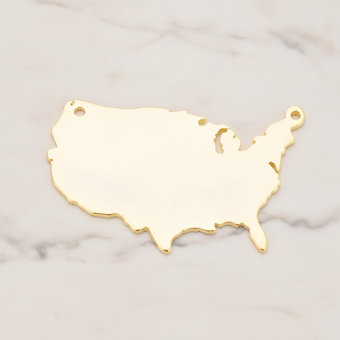 USA Shaped Pendant, 1 Pc on warm marble background (PD.1033)