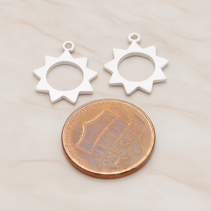 Simple Shaped Sun Pendant, 2 Pc on warm marble background (PD.1037)