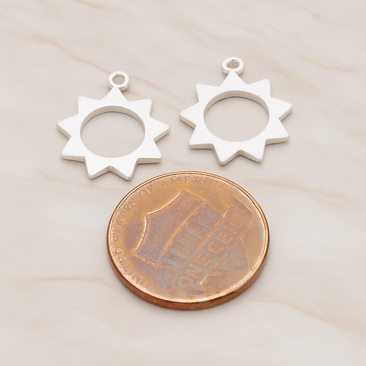 Simple Shaped Sun Pendant, 2 Pc on warm marble background (PD.1037)
