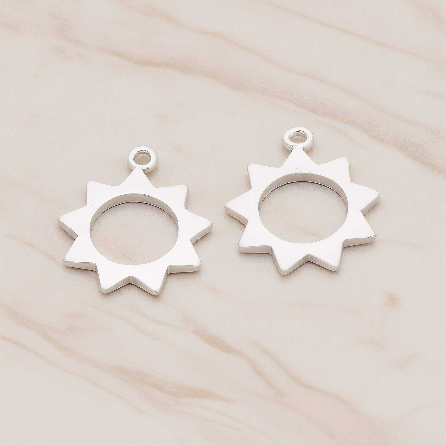 Simple Shaped Sun Pendant, 2 Pc on warm marble background (PD.1037)