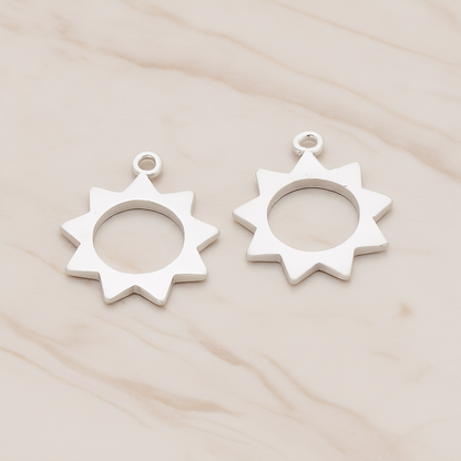 Simple Shaped Sun Pendant, 2 Pc on warm marble background (PD.1037)