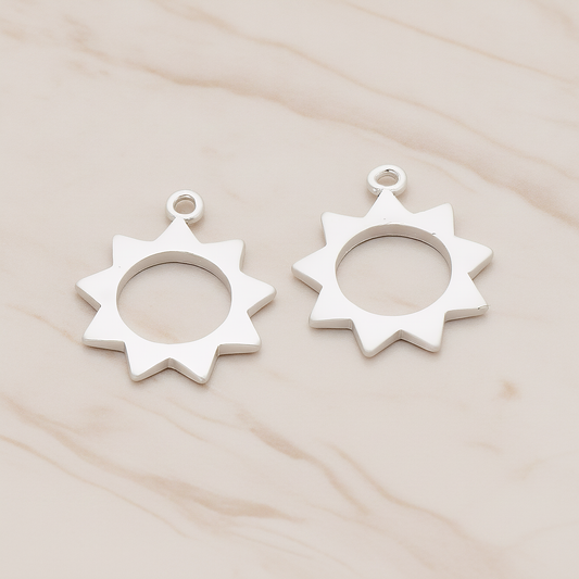 Simple Shaped Sun Pendant, 2 Pc on warm marble background (PD.1037)