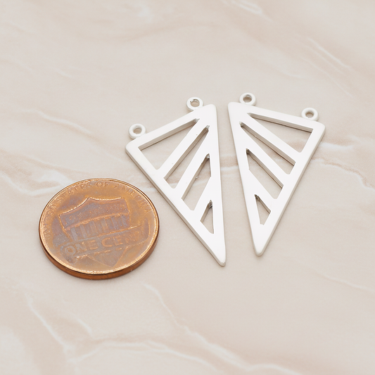 Geometric Triangle Pendant, 2 Pc on warm marble background (PD.1039)