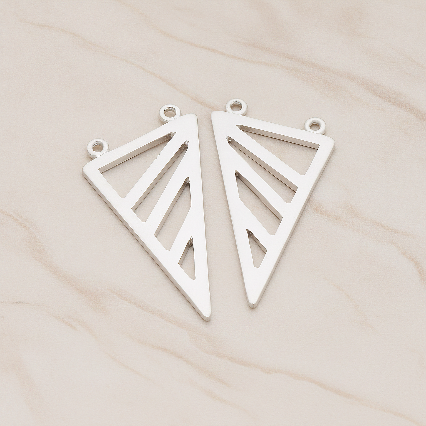 Geometric Triangle Pendant, 2 Pc on warm marble background (PD.1039)