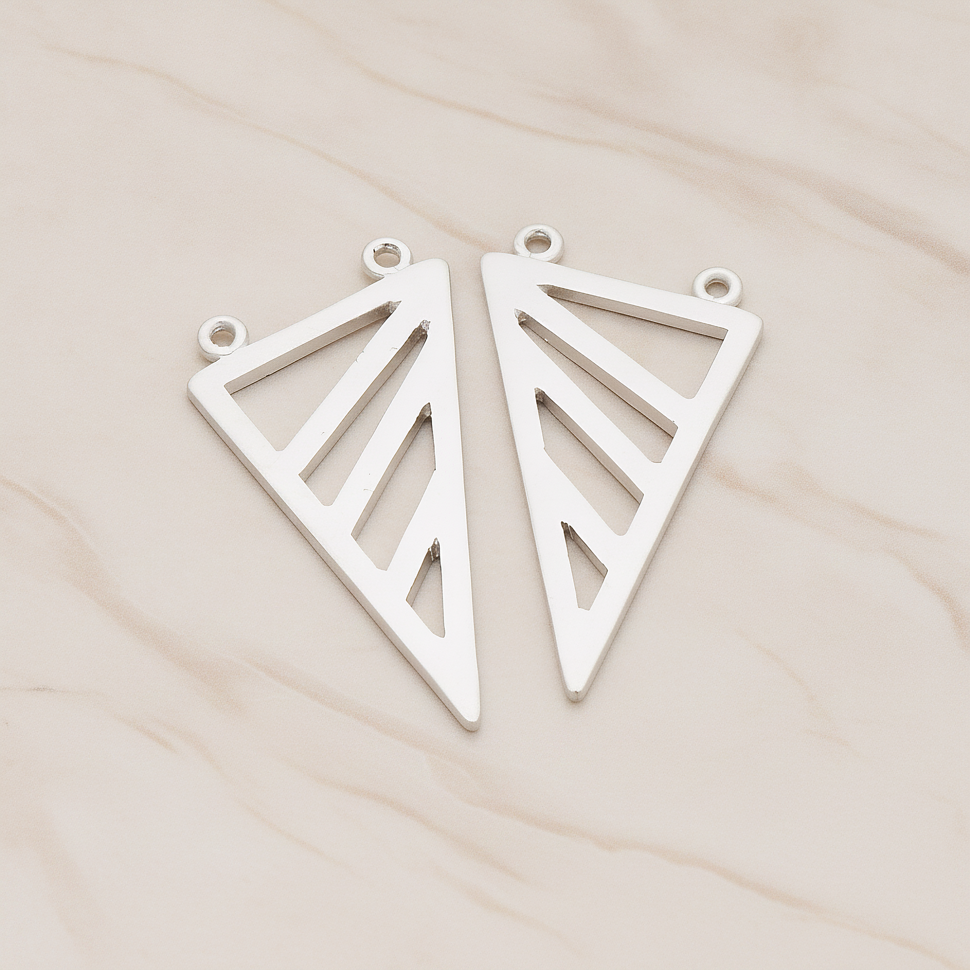 Geometric Triangle Pendant, 2 Pc on warm marble background (PD.1039)