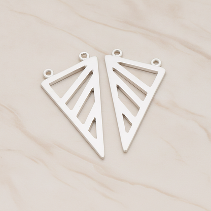 Geometric Triangle Pendant, 2 Pc on warm marble background (PD.1039)