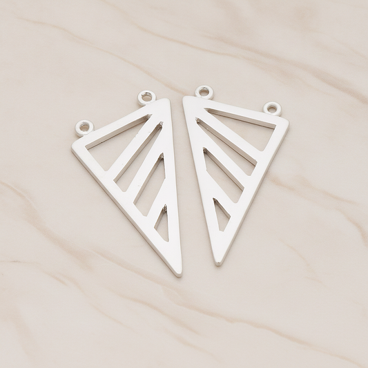 Geometric Triangle Pendant, 2 Pc on warm marble background (PD.1039)