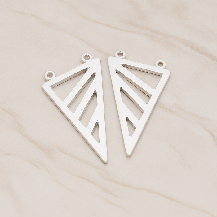 Geometric Triangle Pendant, 2 Pc on warm marble background (PD.1039)
