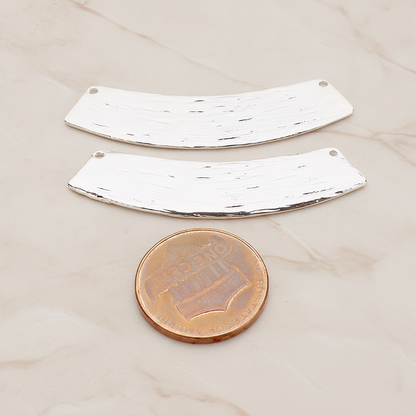 Curved Brushed Bar Pendant, 2 Pc on warm marble background (PD.1043)