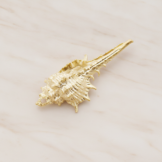Murex Seashell Ver.5 Pendant, 2 Pc on warm marble background (PD.1044)