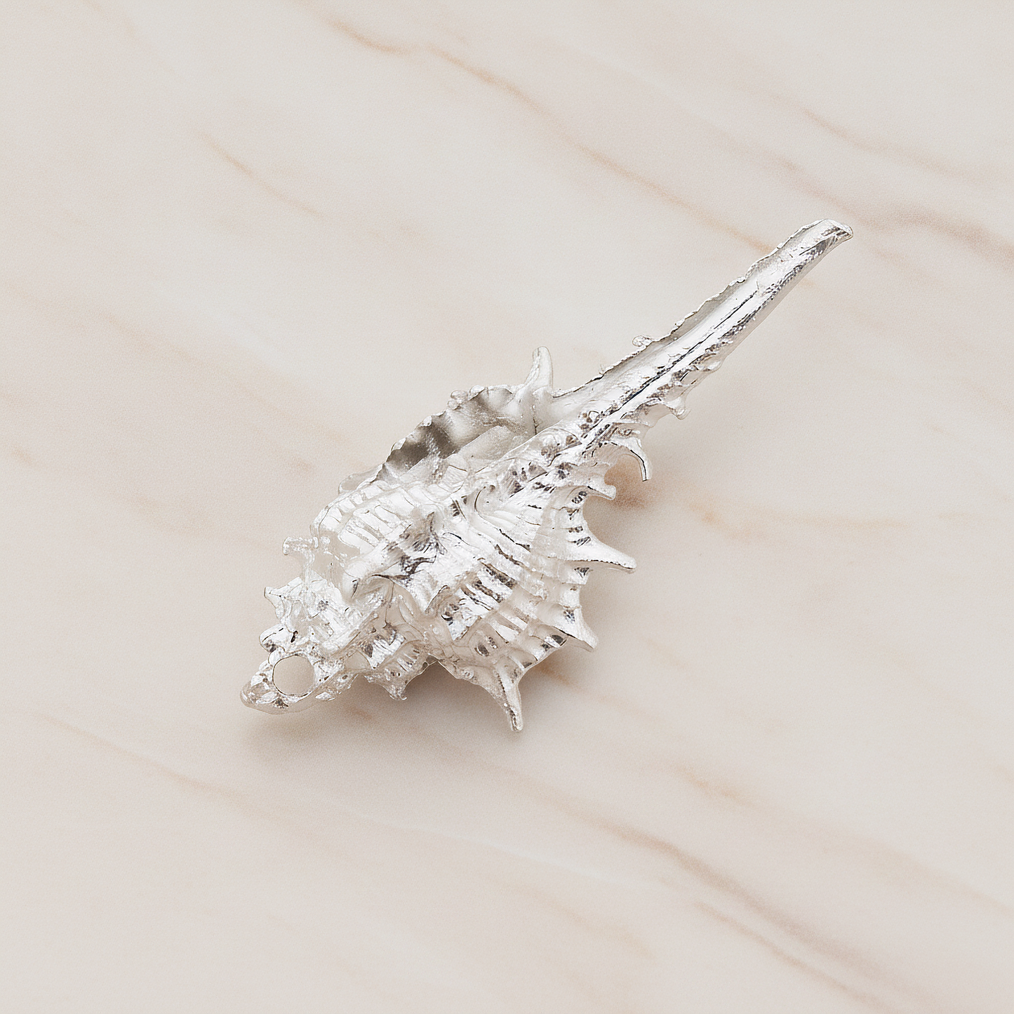 Murex Seashell Ver.5 Pendant, 2 Pc on warm marble background (PD.1044)
