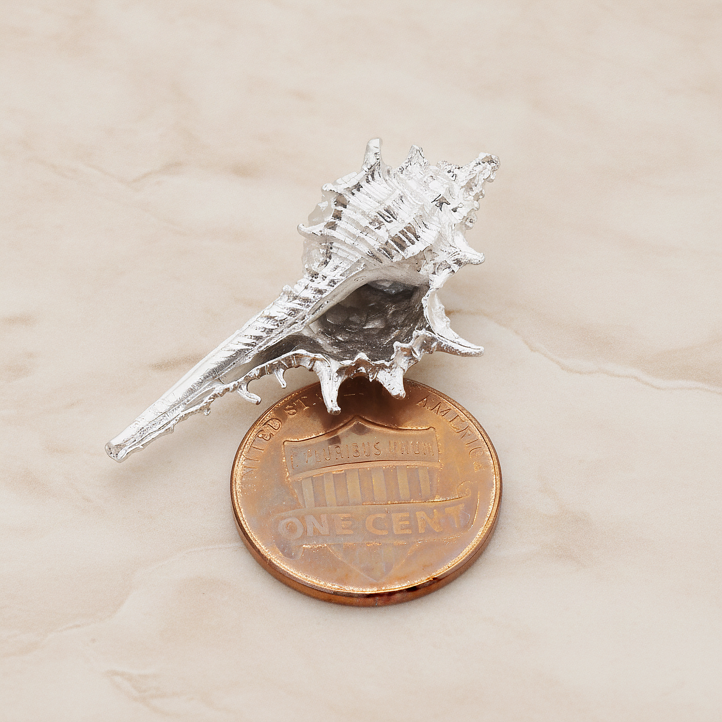 Murex Seashell Ver.5 Pendant, 2 Pc on warm marble background (PD.1044)