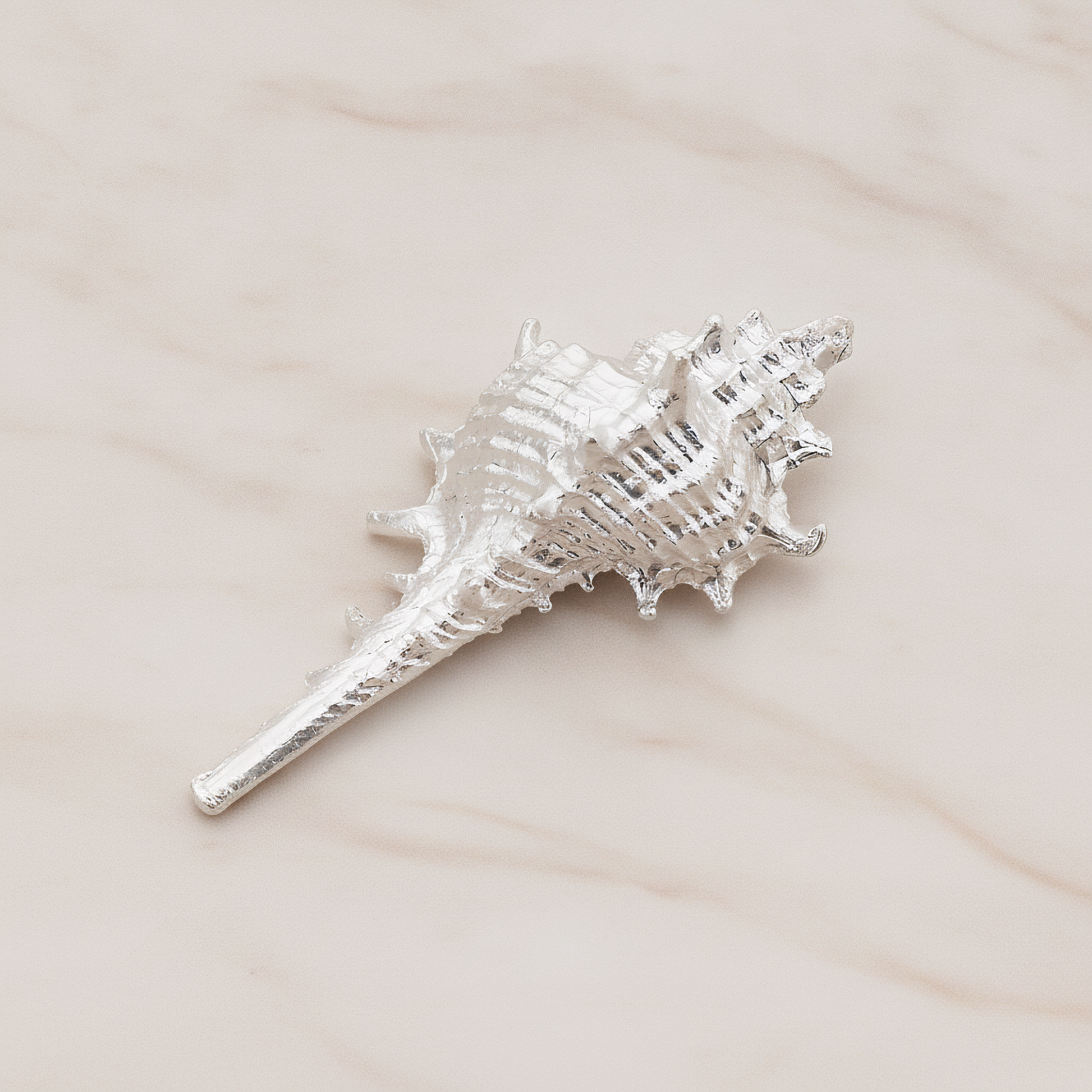Murex Seashell Ver.5 Pendant, 2 Pc on warm marble background (PD.1044)