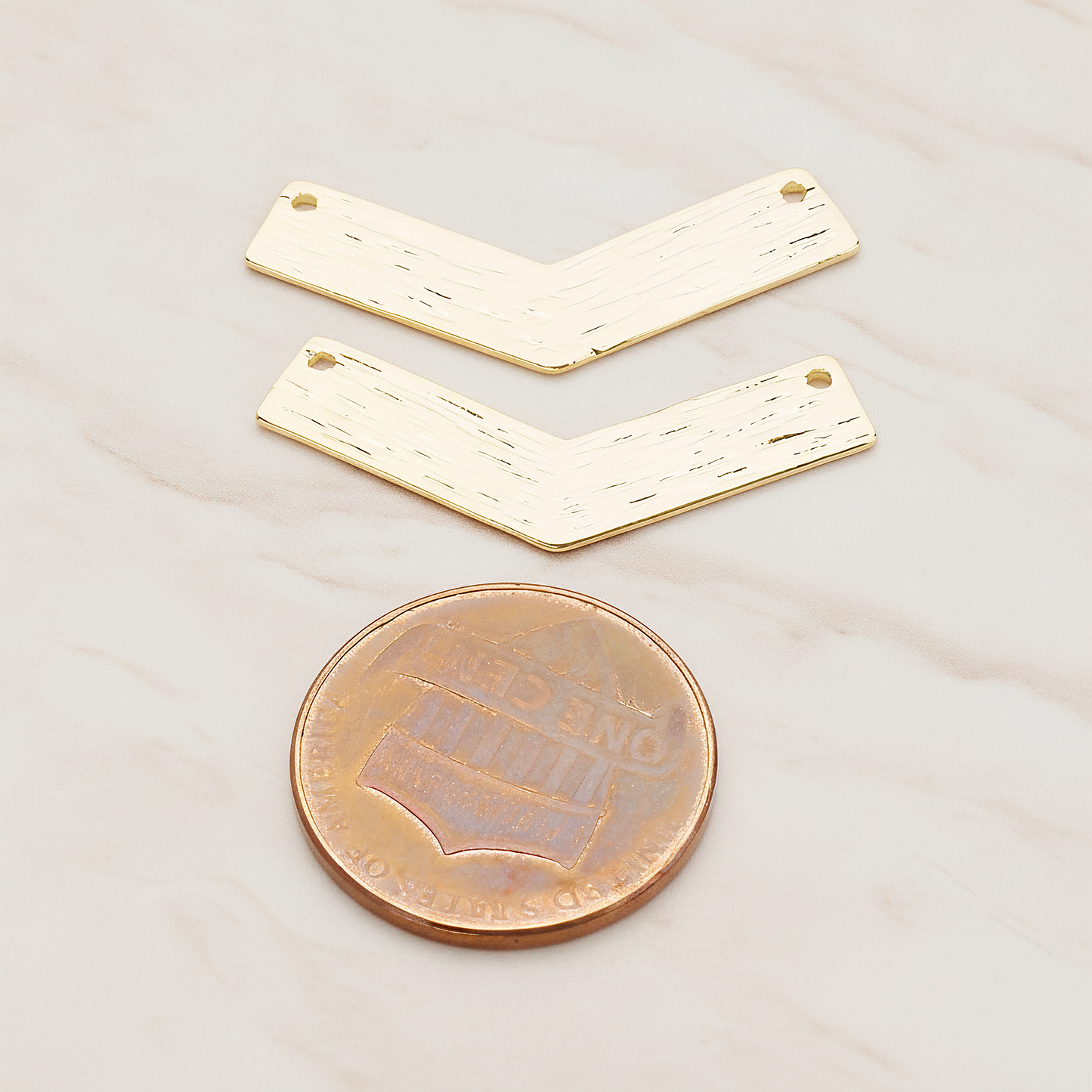 V Shaped Brushed Bar Pendant, 2 Pc on warm marble background (PD.1046)