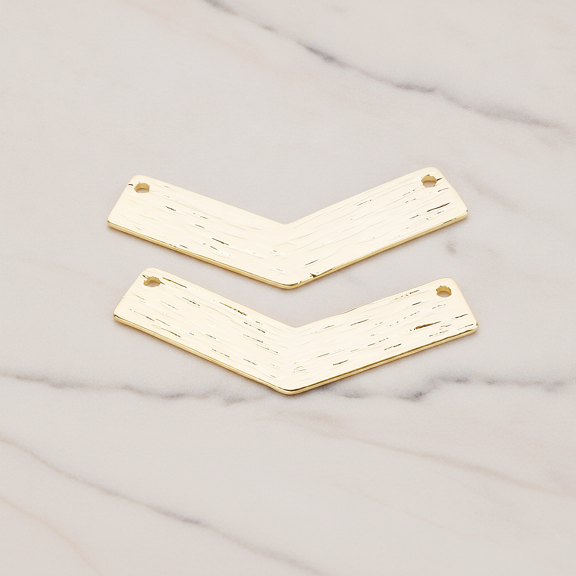 V Shaped Brushed Bar Pendant, 2 Pc on warm marble background (PD.1046)