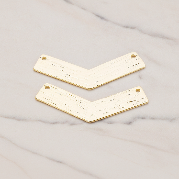 V Shaped Brushed Bar Pendant, 2 Pc on warm marble background (PD.1046)