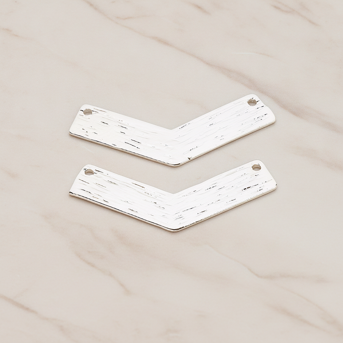 V Shaped Brushed Bar Pendant, 2 Pc on warm marble background (PD.1046)