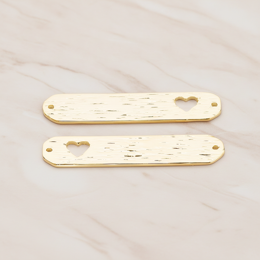 Heart on Brushed Rounded Bar Pendant, 2 Pc on warm marble background (PD.1047)