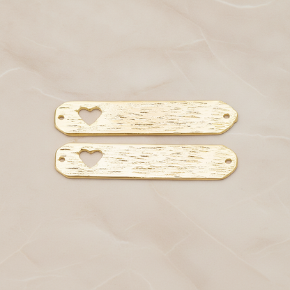 Heart on Brushed Rounded Bar Pendant, 2 Pc on warm marble background (PD.1047)