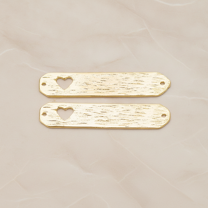 Heart on Brushed Rounded Bar Pendant, 2 Pc on warm marble background (PD.1047)