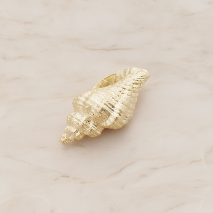 Conch Seashell Ver.4 Pendant, 2 Pc on warm marble background (PD.1050)
