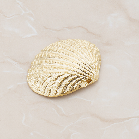 Clam Seashell Ver.1 Pendant, 2 Pc on warm marble background (PD.1053)