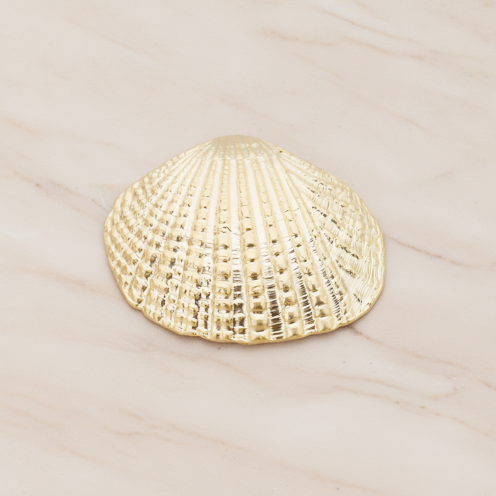 Clam Seashell Ver.1 Pendant, 2 Pc on warm marble background (PD.1053)