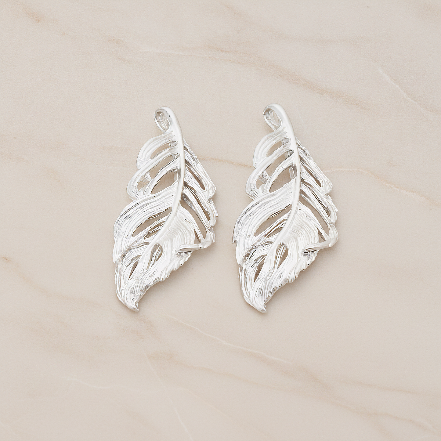 Vintage Look Leaf Pendant, 2 Pc on warm marble background (PD.1054)