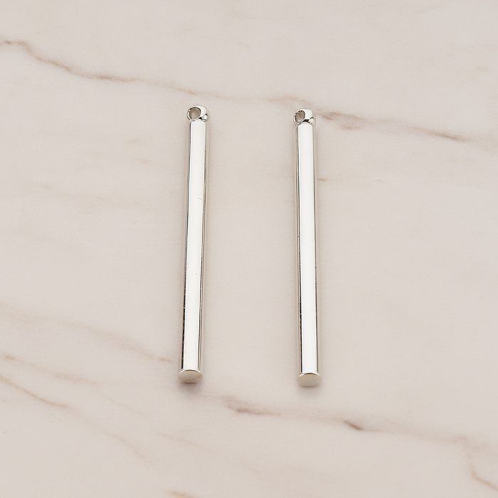 Short Cylinder Bar Stick Pendant, 2 Pc on warm marble background (PD.1061)