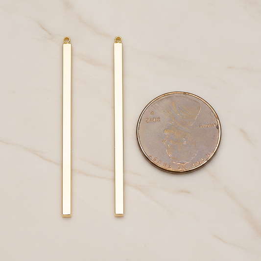 Square Cube Medium Bar Stick Pendant, 2 Pc on warm marble background (PD.1062-02)